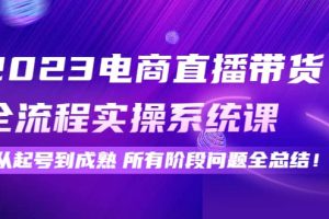2023电商直播带货全流程实操系统课：从起号到成熟所有阶段问题全总结