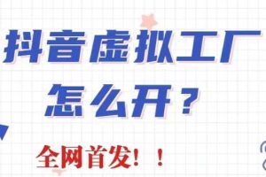 抖音虚拟工厂项目，全新赛道，无需出镜，冷门暴力，30天带货40w 【揭秘】