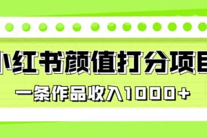 适合0基础小白的小红书颜值打分项目，一条作品收入1000